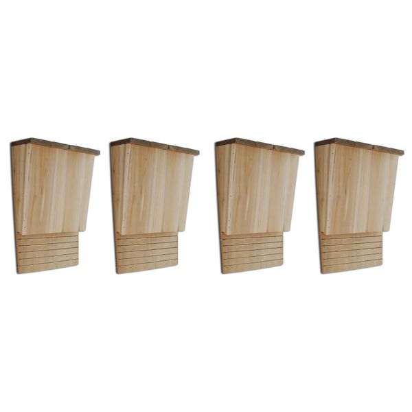 vidaXL nahkhiirte pesakastid, 4 tk, 22 x 12 x 34 cm, puit