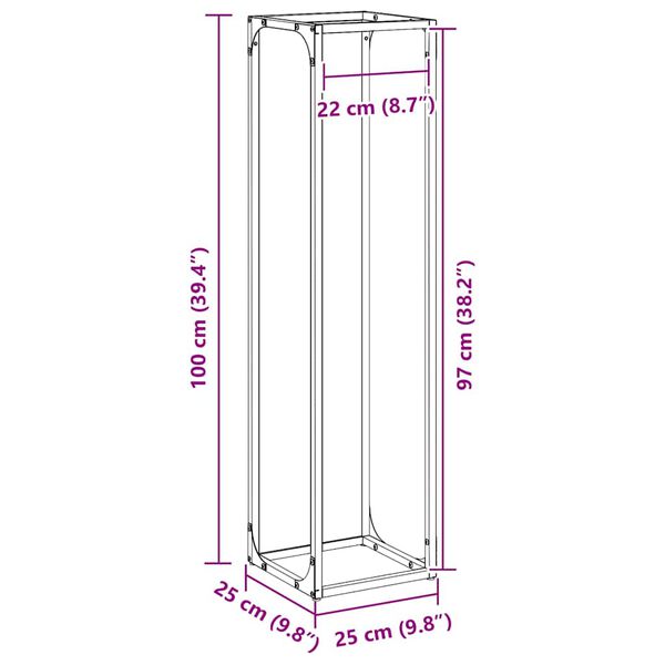 vidaXL Küttepuurest must 25x25x100 cm külmvaltsitud teras