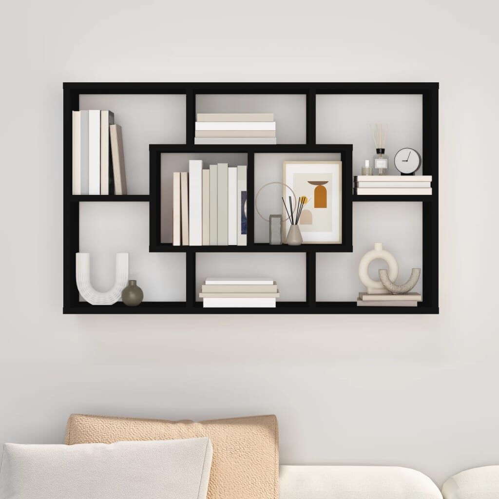 vidaXL seinariiul, must, 85 x 16 x 52,5 cm, tehispuit